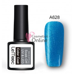 Oja semipermanenta LeMooc color UV / LED de 8 ml Cod A628 Blue + 1 Cutie sclipici Auriu Cadou